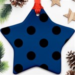 Polka Dots - Black on Dark Cerulean Ornament (Star)