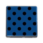 Polka Dots - Black on Dark Cerulean Memory Card Reader (Square)