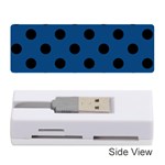 Polka Dots - Black on Dark Cerulean Memory Card Reader (Stick)