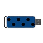 Polka Dots - Black on Dark Cerulean Portable USB Flash (One Side)