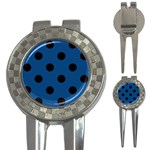 Polka Dots - Black on Dark Cerulean 3-in-1 Golf Divot
