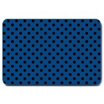 Polka Dots - Black on Dark Cerulean Large Doormat