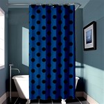 Polka Dots - Black on Dark Cerulean Shower Curtain 36  x 72  (Stall)