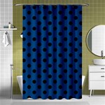 Polka Dots - Black on Dark Cerulean Shower Curtain 48  x 72  (Small)