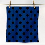 Polka Dots - Black on Dark Cerulean Face Towel