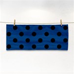 Polka Dots - Black on Dark Cerulean Hand Towel
