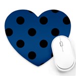 Polka Dots - Black on Dark Cerulean Heart Mousepad