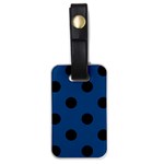 Polka Dots - Black on Dark Cerulean Luggage Tag (One Side)
