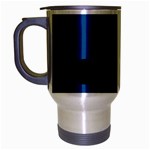 Polka Dots - Black on Dark Cerulean Travel Mug (Silver Gray)