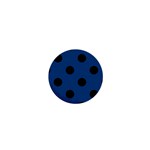 Polka Dots - Black on Dark Cerulean 1  Mini Magnet
