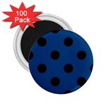 Polka Dots - Black on Dark Cerulean 2.25  Magnet (100 pack)