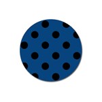 Polka Dots - Black on Dark Cerulean Magnet 3  (Round)