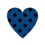 Polka Dots - Black on Dark Cerulean Magnet (Heart)