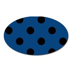 Polka Dots - Black on Dark Cerulean Magnet (Oval)