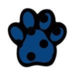 Polka Dots - Black on Dark Cerulean Magnet (Paw Print)