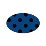 Polka Dots - Black on Dark Cerulean Sticker Oval (100 pack)