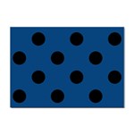 Polka Dots - Black on Dark Cerulean Sticker A4 (10 pack)
