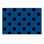 Polka Dots - Black on Dark Cerulean Postcard 4  x 6 