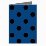 Polka Dots - Black on Dark Cerulean Greeting Card