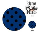 Polka Dots - Black on Dark Cerulean Multi-purpose Cards (Round)