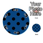 Polka Dots - Black on Dark Cerulean Playing Cards 54 (Round)