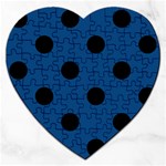 Polka Dots - Black on Dark Cerulean Jigsaw Puzzle (Heart)