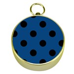 Polka Dots - Black on Dark Cerulean Gold Compass