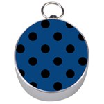 Polka Dots - Black on Dark Cerulean Silver Compass
