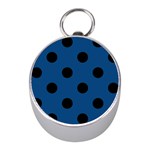 Polka Dots - Black on Dark Cerulean Silver Compass (Mini)