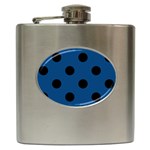 Polka Dots - Black on Dark Cerulean Hip Flask (6 oz)