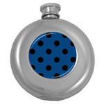 Polka Dots - Black on Dark Cerulean Hip Flask (5 oz)
