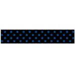 Polka Dots - Dark Cerulean on Black Flano Scarf (Large)