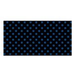 Polka Dots - Dark Cerulean on Black Satin Shawl