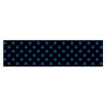 Polka Dots - Dark Cerulean on Black Satin Scarf (Oblong)