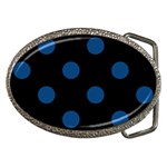 Polka Dots - Dark Cerulean on Black Belt Buckle