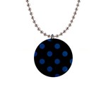Polka Dots - Dark Cerulean on Black 1  Button Necklace
