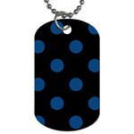 Polka Dots - Dark Cerulean on Black Dog Tag (Two Sides)