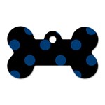 Polka Dots - Dark Cerulean on Black Dog Tag Bone (Two Sides)