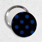 Polka Dots - Dark Cerulean on Black 2.25  Handbag Mirror