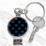 Polka Dots - Dark Cerulean on Black Nail Clippers Key Chain