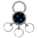 Polka Dots - Dark Cerulean on Black 3-Ring Key Chain