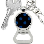 Polka Dots - Dark Cerulean on Black Bottle Opener Key Chain