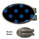 Polka Dots - Dark Cerulean on Black Money Clip (Oval)