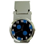 Polka Dots - Dark Cerulean on Black Money Clip Watch