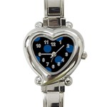 Polka Dots - Dark Cerulean on Black Heart Italian Charm Watch