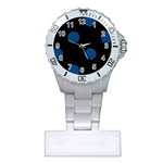Polka Dots - Dark Cerulean on Black Nurses Watch