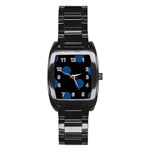 Polka Dots - Dark Cerulean on Black Stainless Steel Barrel Watch