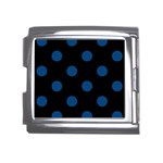 Polka Dots - Dark Cerulean on Black Mega Link Italian Charm (18mm)