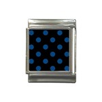 Polka Dots - Dark Cerulean on Black Italian Charm (13mm)
