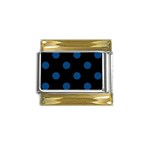 Polka Dots - Dark Cerulean on Black Gold Trim Italian Charm (9mm)
